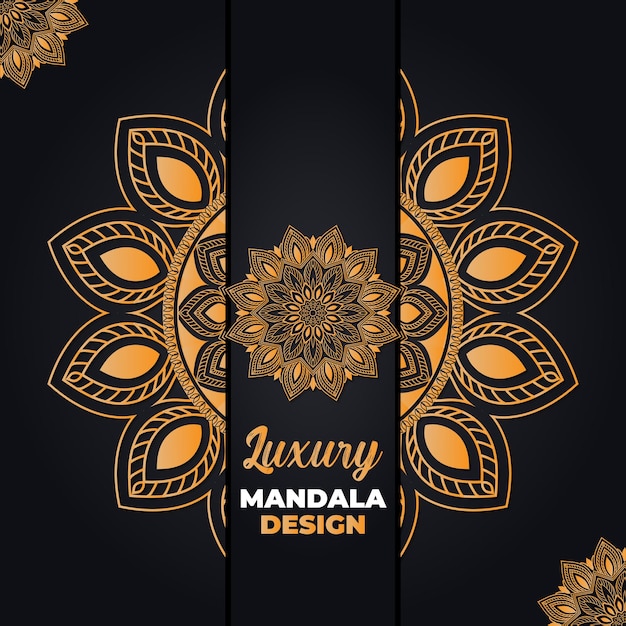 Luxe sier- en bruiloft mandala ontwerp achtergrond in gouden kleur