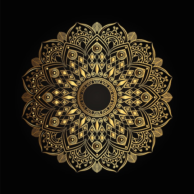 Luxe sier etnisch ontwerp met gouden mandala-achtergrond