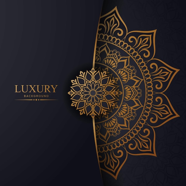 Vector luxe sier mandala achtergrond met koninklijke gouden kleur