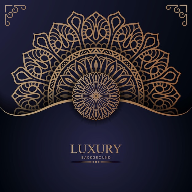 Luxe sier mandala achtergrond met koninklijke gouden kleur