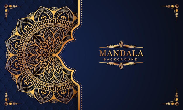 Luxe sier mandala achtergrondontwerp in gouden arabesk patroon Premium Vector