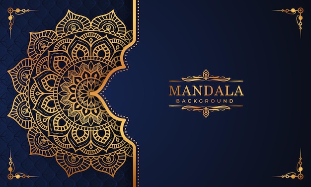 Luxe sier mandala achtergrondontwerp in gouden arabesk patroon Premium Vector