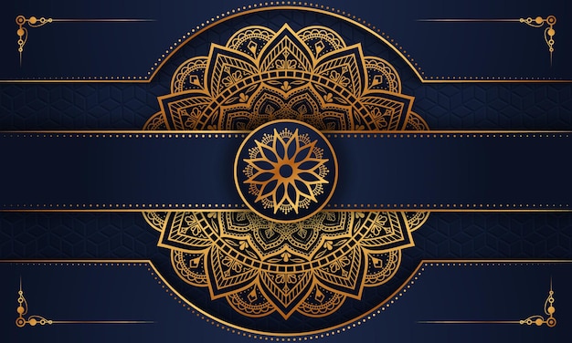 Luxe sier mandala achtergrondontwerp in gouden arabesk patroon Premium Vector