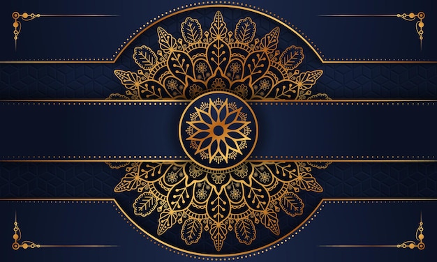 Luxe sier mandala achtergrondontwerp in gouden arabesk patroon Premium Vector