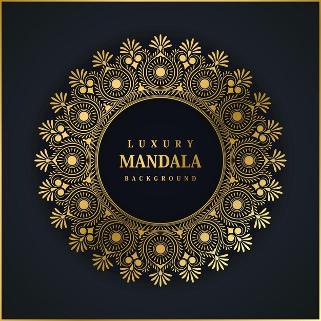 Luxe sier mandala effect ontwerp achtergrond in gouden kleur