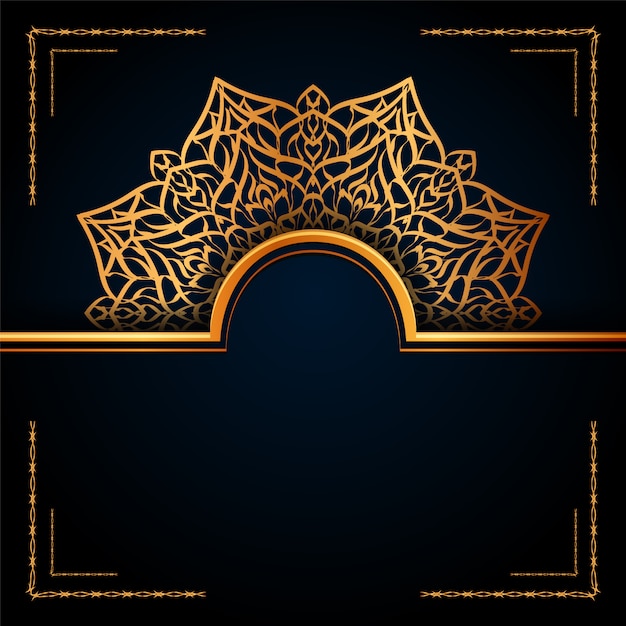Luxe sier Mandala islamitische achtergrond met gouden Arabesque motief