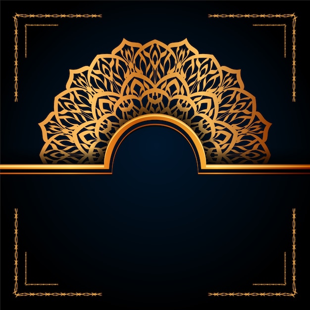 Luxe sier Mandala islamitische achtergrond met gouden Arabesque motief