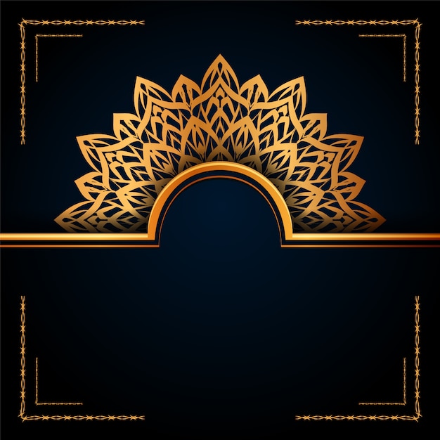Luxe sier mandala islamitische achtergrond met gouden arabesque patronen voor bruiloft uitnodiging, boekomslag.