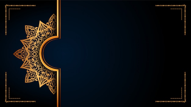 Luxe sier Mandala islamitische achtergrond met gouden Arabesque patronen