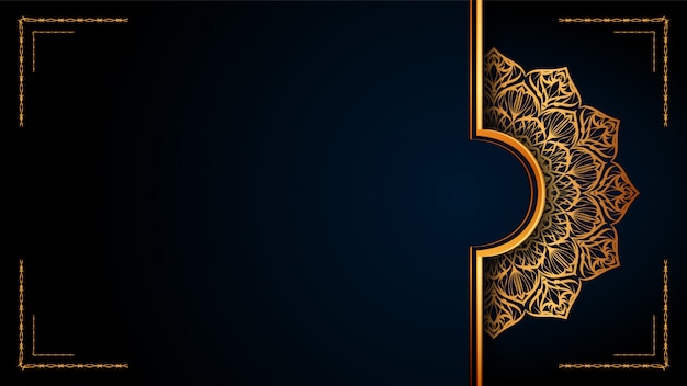 Luxe sier Mandala islamitische achtergrond met gouden Arabesque patronen.