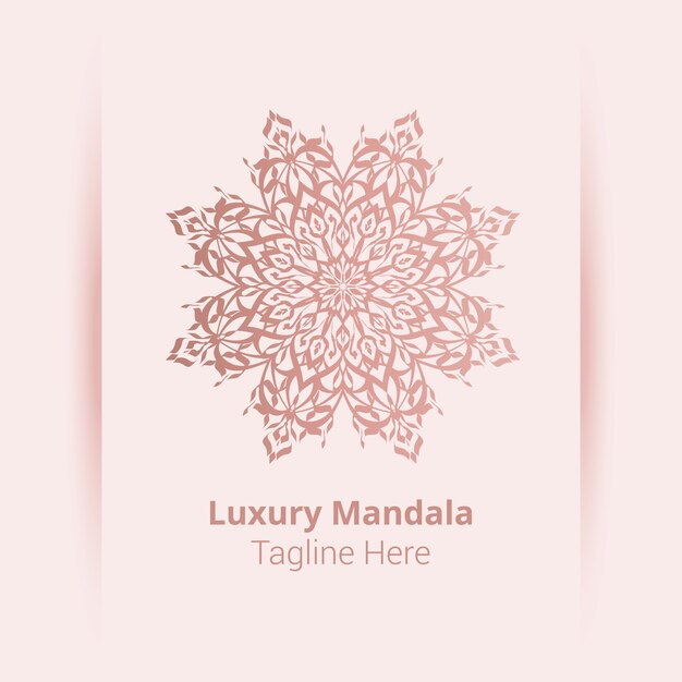 Luxe sier mandala logo achtergrond, arabesk stijl.