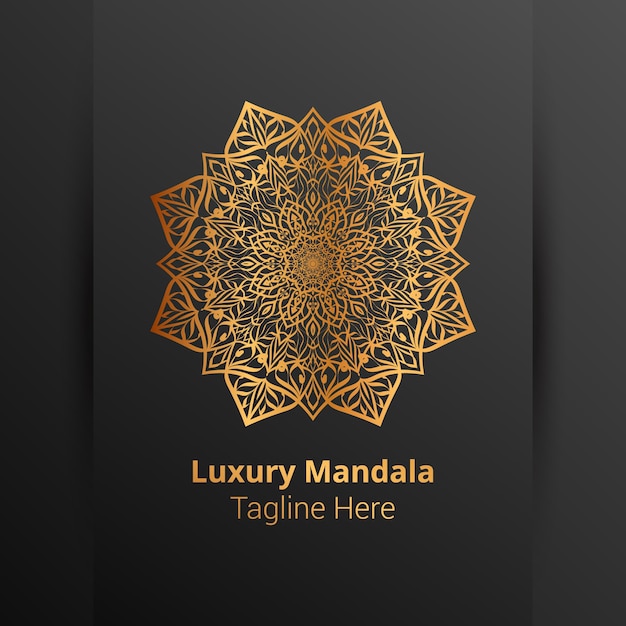 Luxe sier mandala logo, arabesk stijl.