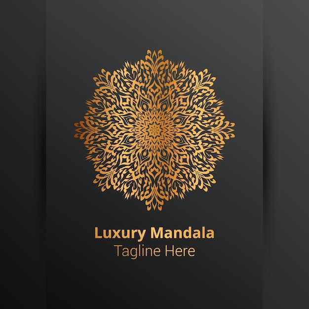 Luxe sier mandala logo, arabesk stijl.