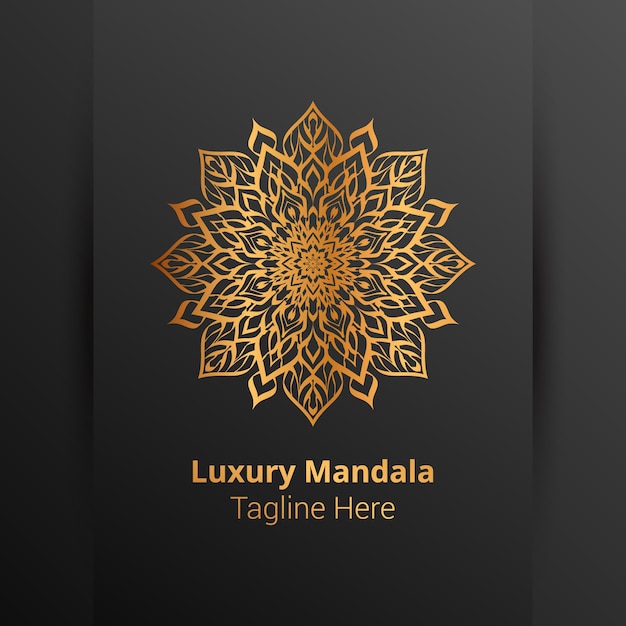 Luxe sier mandala logo, arabesk stijl.