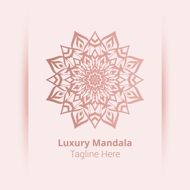 Luxe sier mandala logo, arabesk stijl.