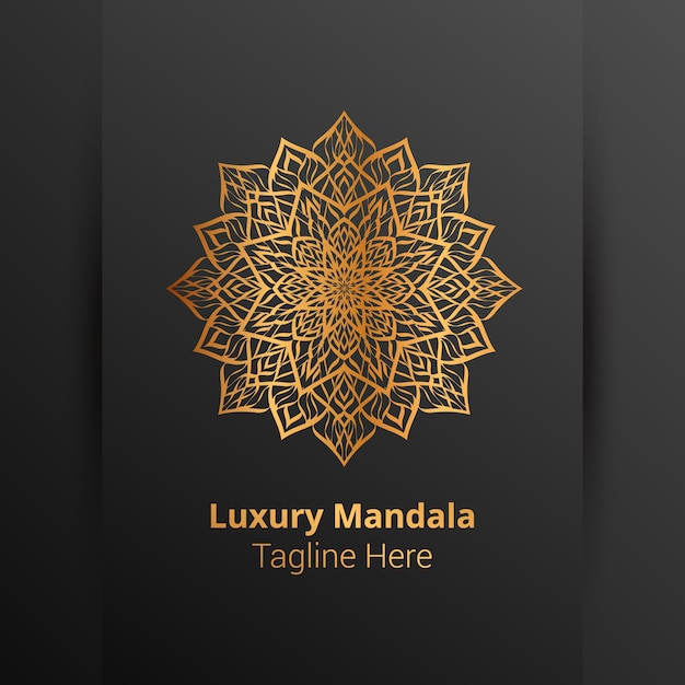 Luxe sier mandala logo, arabesk stijl.