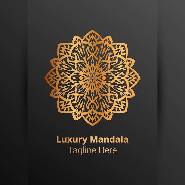 Luxe sier mandala logo, arabesk stijl.