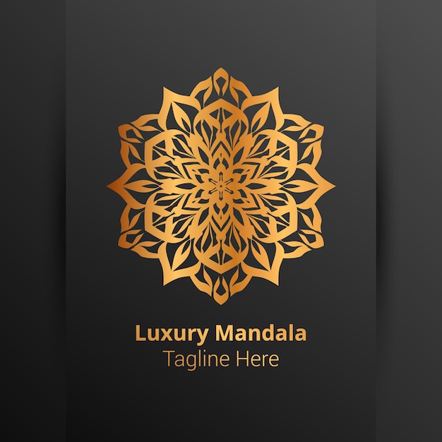 Luxe sier mandala logo, arabesk stijl.