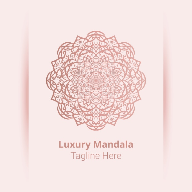 Luxe sier mandala logo, arabesk stijl.