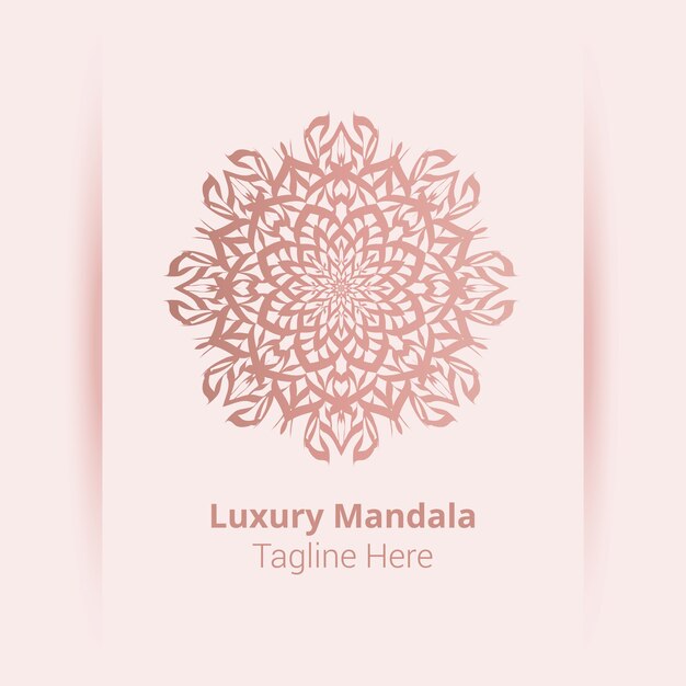 Luxe sier mandala logo, arabesk stijl.