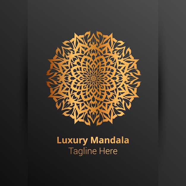 Luxe sier mandala logo, arabesk stijl.