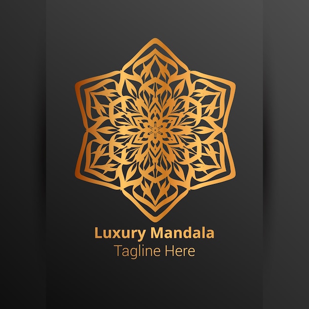 Luxe sier mandala logo, arabesk stijl.