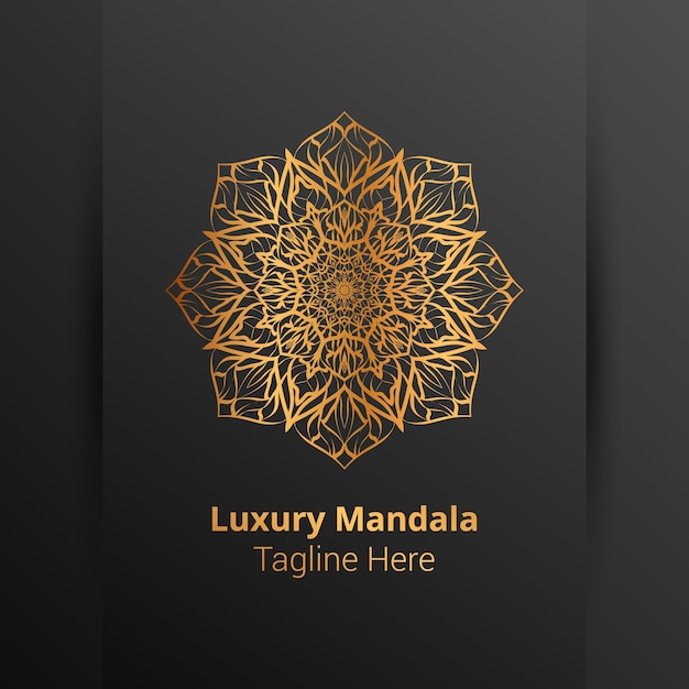 Luxe sier mandala logo, arabesk stijl.