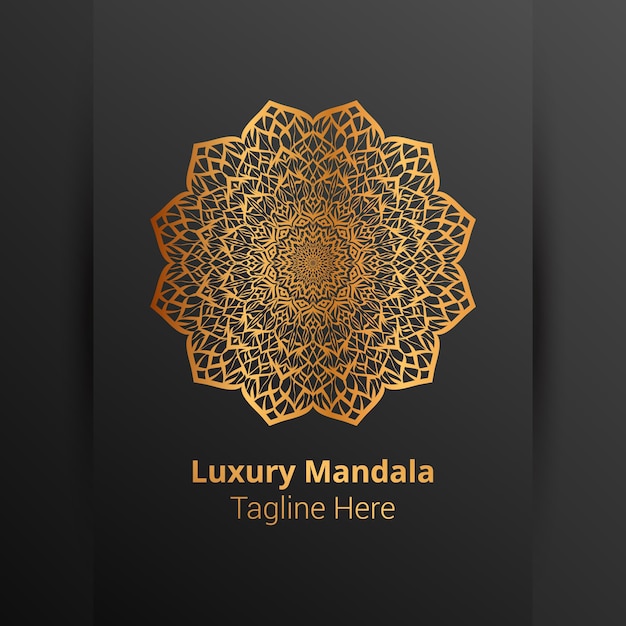 Luxe sier mandala logo, arabesk stijl.