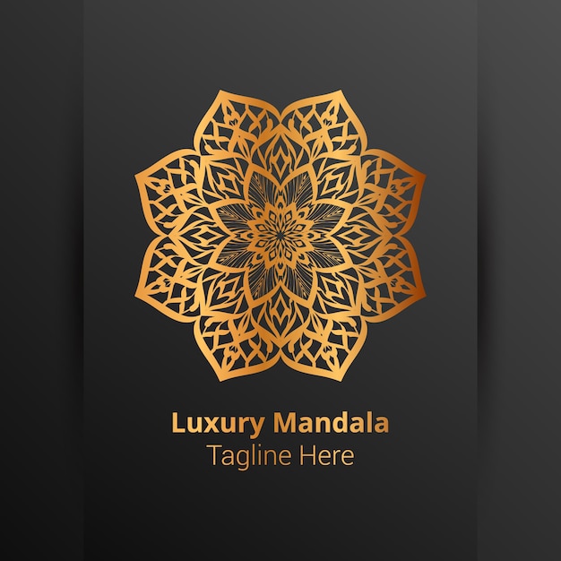 Luxe sier mandala logo, arabesk stijl.