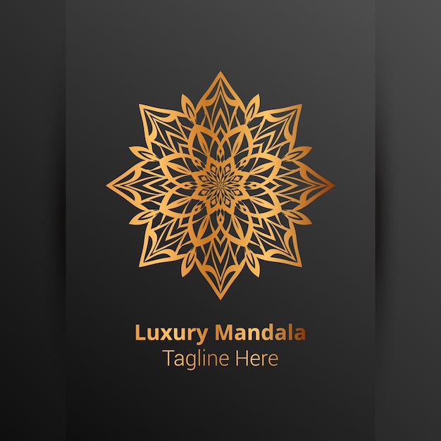 Luxe sier mandala logo, arabesk stijl.