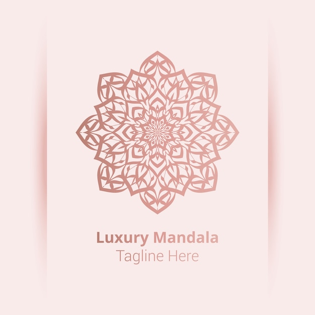 Luxe sier mandala logo, arabesk stijl.