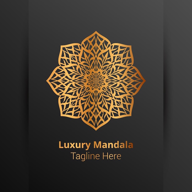 Luxe sier mandala logo, arabesk stijl.