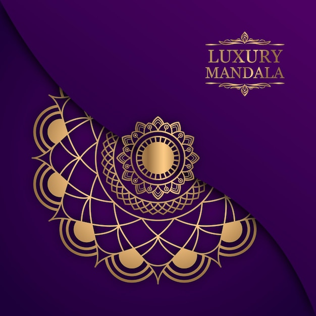 Luxe sier mandala ontwerp achtergrond in gouden indigo kleur Gratis Vector