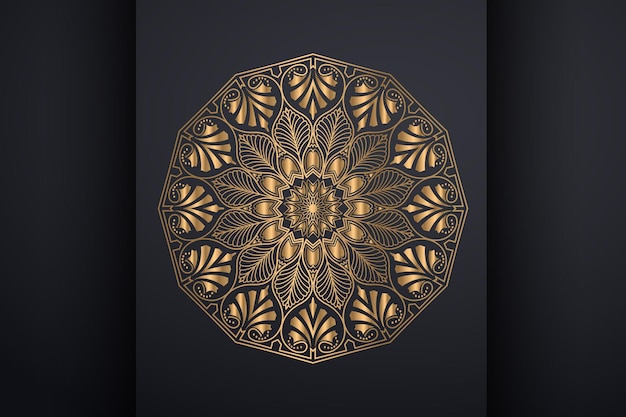 Luxe sier mandala ontwerp achtergrond in gouden kleur gratis vector