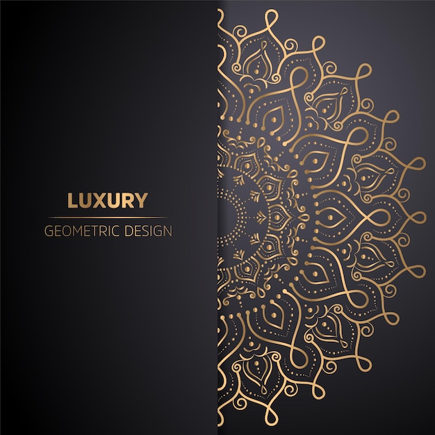 Luxe sier mandala ontwerp achtergrond in gouden kleur Gratis Vector