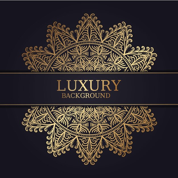 Luxe sier mandala ontwerp achtergrond in gouden kleur Gratis Vector