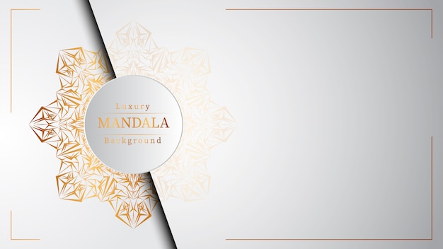 Luxe sier mandala ontwerp achtergrond in gouden kleur, luxe mandala achtergrond