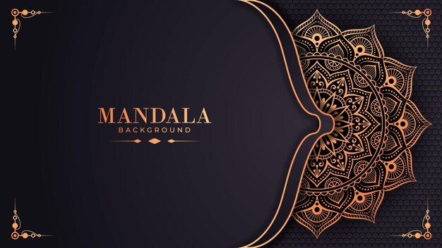 Luxe sier mandala ontwerp achtergrond in gouden kleur Premium Vector