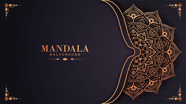 Luxe sier mandala ontwerp achtergrond in gouden kleur premium vector