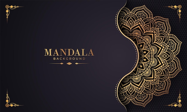 Luxe sier mandala ontwerp achtergrond in gouden kleur premium vector