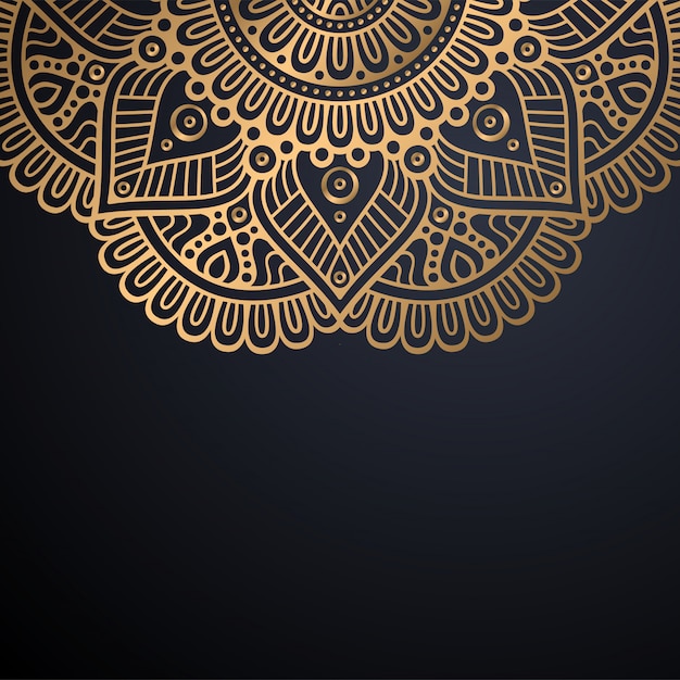 Luxe sier mandala ontwerp achtergrond in gouden kleur vector