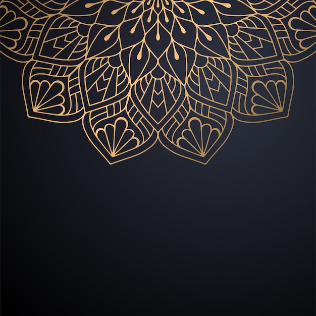 Luxe sier mandala ontwerp achtergrond in gouden kleur vector