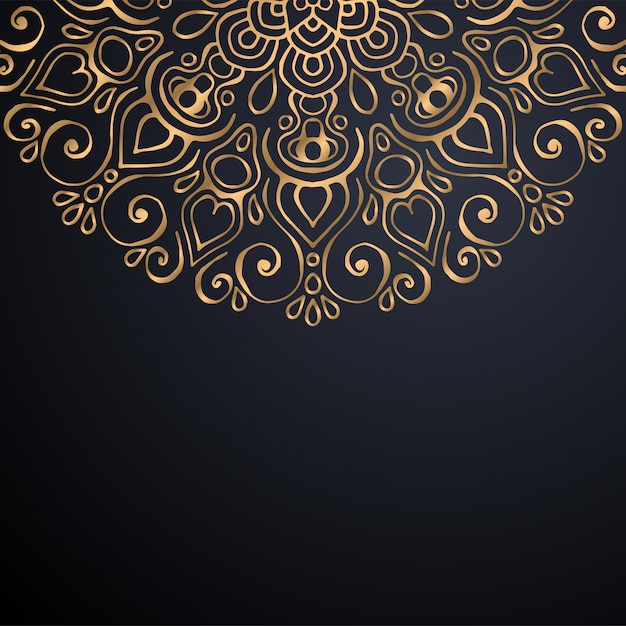 Luxe sier mandala ontwerp achtergrond in gouden kleur vector