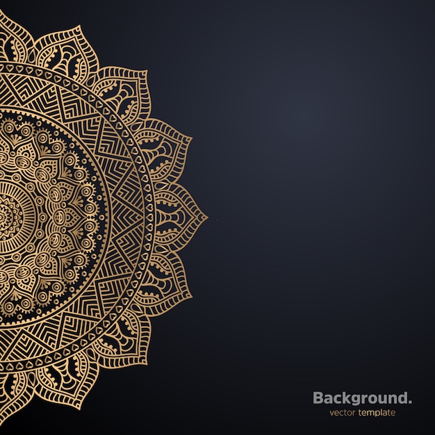 Luxe sier mandala ontwerp achtergrond in gouden kleur