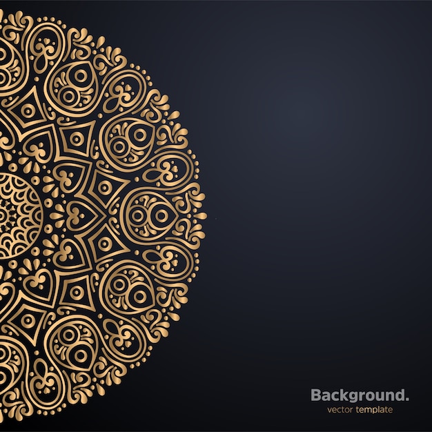 Luxe sier mandala ontwerp achtergrond in gouden kleur