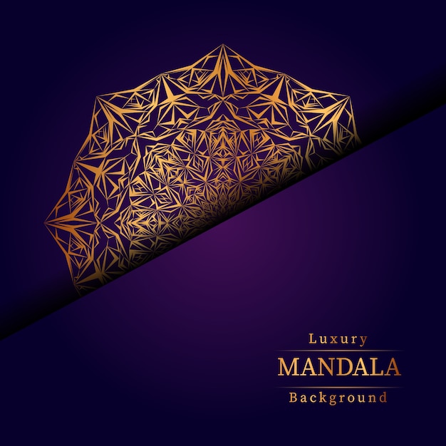 Luxe sier mandala ontwerp achtergrond in gouden kleur