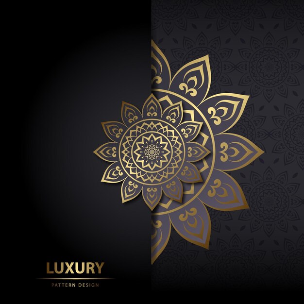 Luxe sier mandala ontwerp achtergrond in gouden kleur