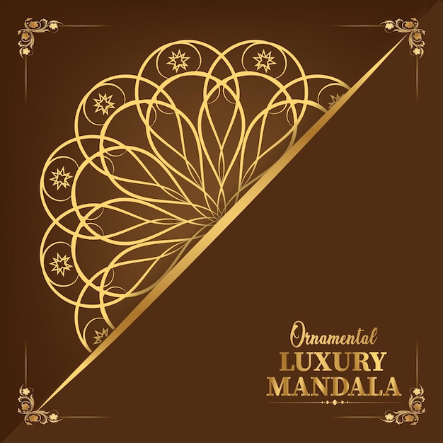 luxe sier mandala ontwerp achtergrond in gouden kleur