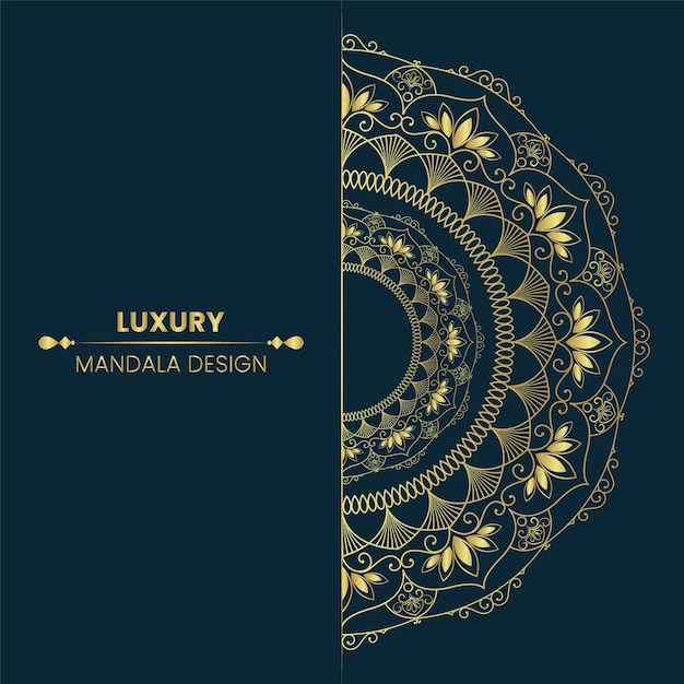 Luxe sier mandala ontwerp achtergrond in gouden kleur