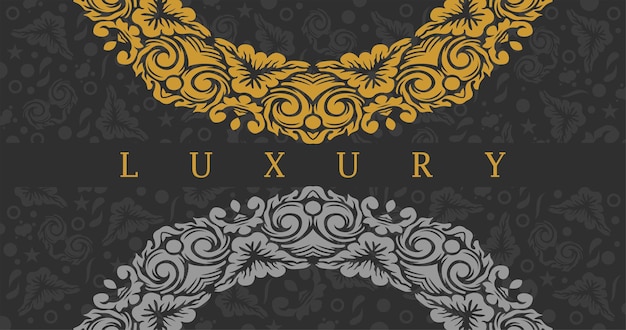 luxe sier mandala ontwerp achtergrond in gouden kleur